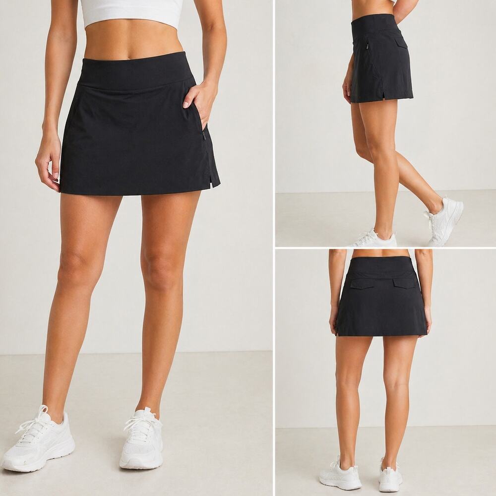 Athleta Soho Skort Black Athletic Skirt Built In Shorts Size 6